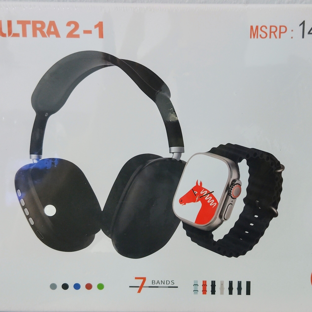 P-9 Ultra 2-1 Headphones/Smartwatch Set W/7 Bands Wireless